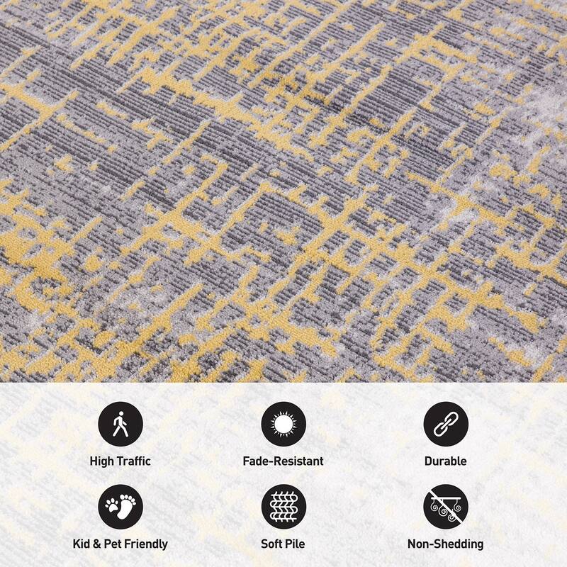 World Rug Gallery Distressed Abstract Design Blue Area Rug