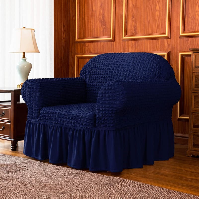 Subrtex 1 Piece Armchair Slipcover Seersucker Skirt Stretch Spandex Furniture Protector