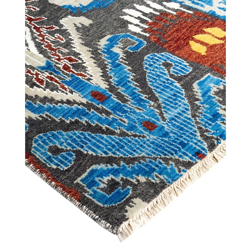 Ikat One-of-a-Kind Hand-Knotted Area Rug - Rust, 9' 0" x 12' 0" - 9' 0" x 12' 0"