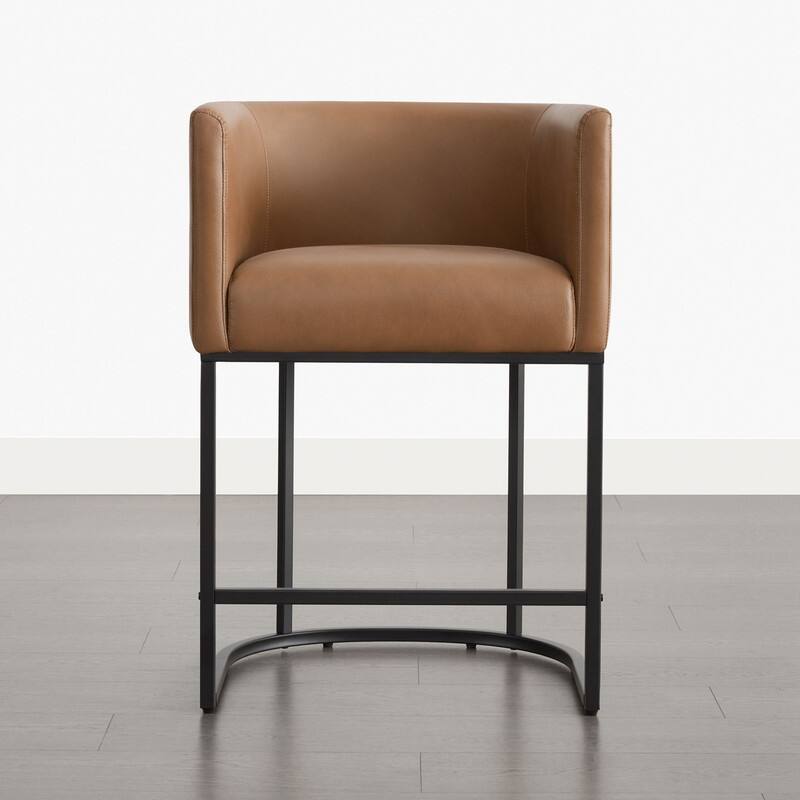 Spruce & Spring Modern Upholstered Barrel Counter Bar Stool with Arm