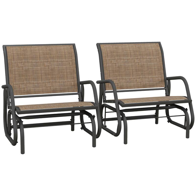 Outsunny Glider/Rocking Chair Set with Breathable Mesh Fabric, Curved Armrest