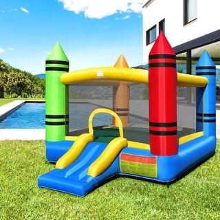 Inflatable Bounce House Kids Jumping Castle w/ Slide& Ocean Balls - Colorful