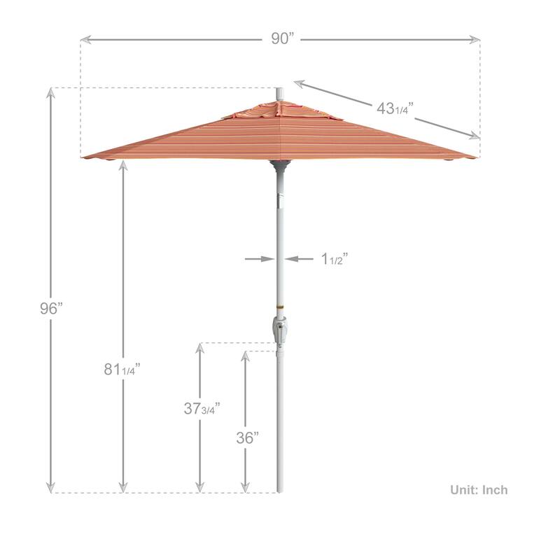 California Umbrella 7.5' Round Crank Lift Push Button Tilt White Aluminum Patio Umbrella Sunbrella