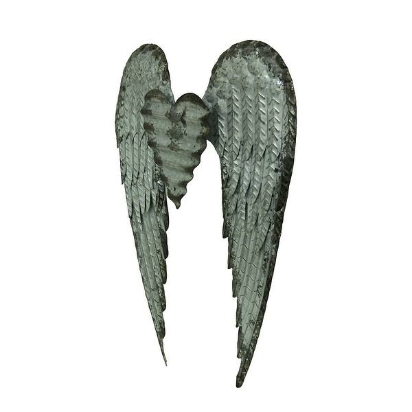 Shop Rustic Galvanized Stamped Metal Art Angel Wings Heart