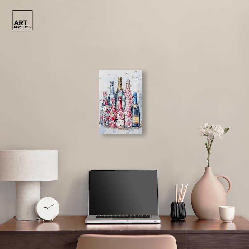 Intricate Floral Champagne Canvas by Art Remedy, Gallery Wrapped