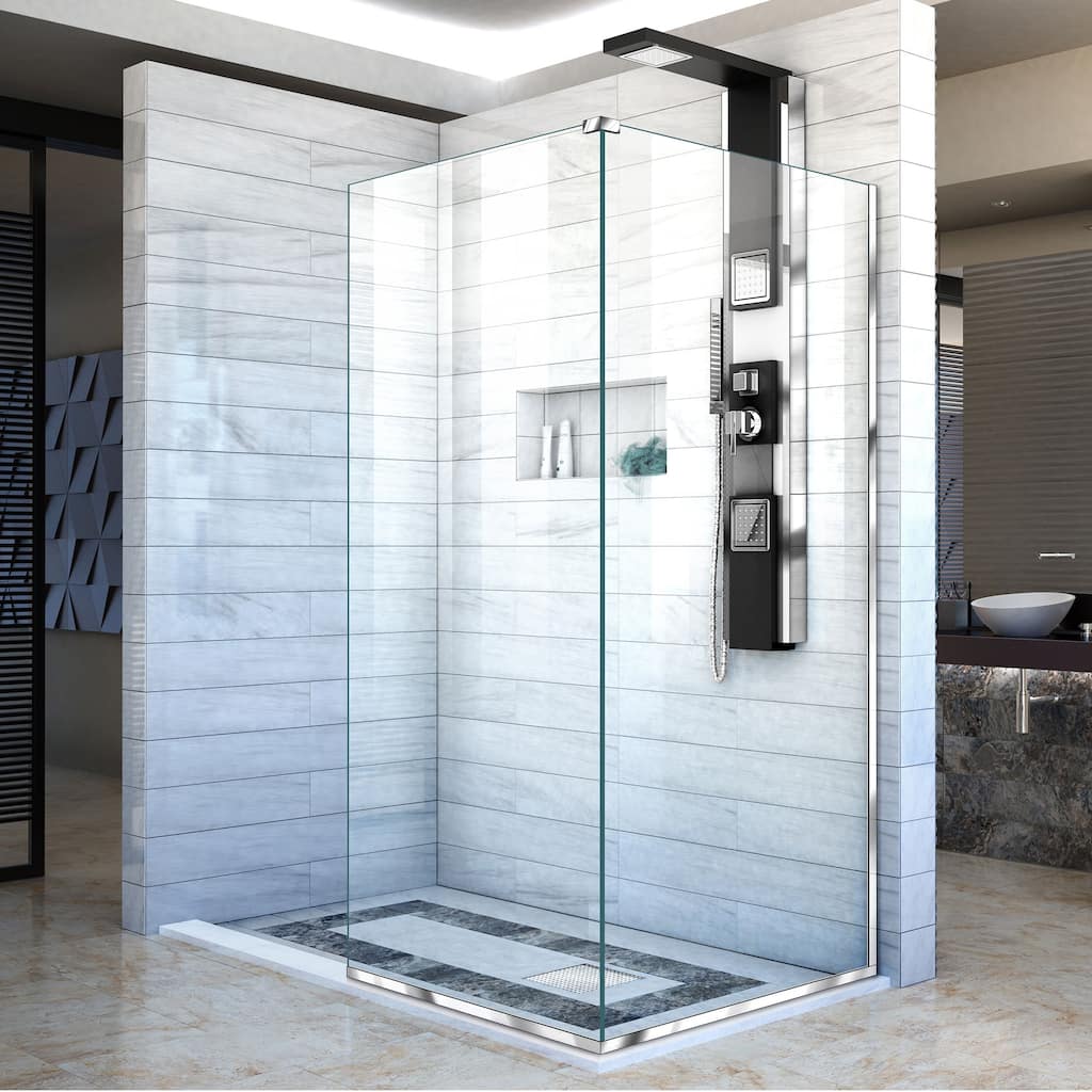 DreamLine Linea Two Adjacent Frameless Shower Screens 34 in. W x 72 in. H each - 34" x 34"