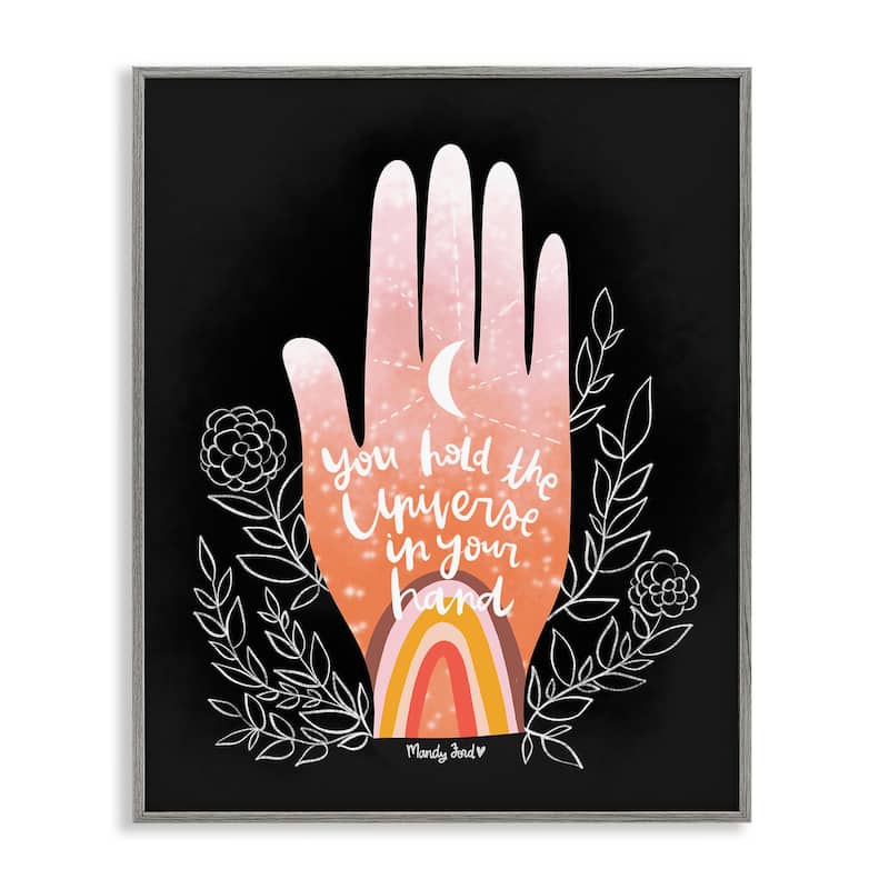 Stupell Universe In Your Hand Framed Giclee Art Design By Mandy Ford Art + Illustration - 24 x 30 - Grey