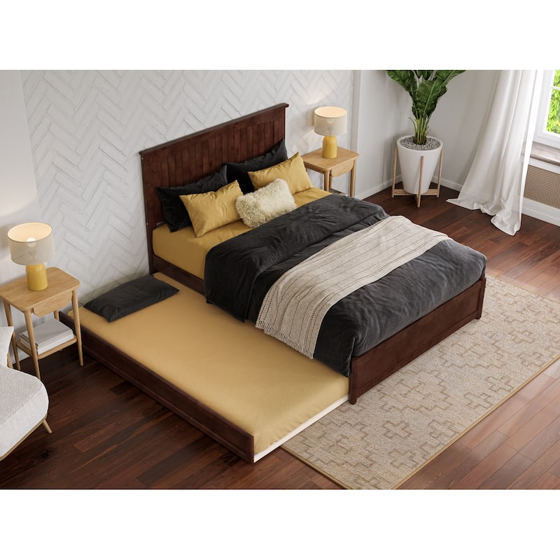 Malta Platform Bed with Panel Footboard and Twin Trundle
