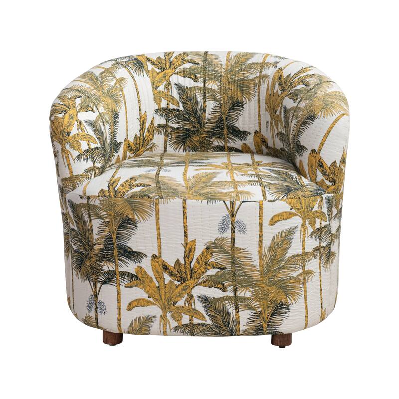 Cotton Voile Upholstered Printed Chair - 30.0"L x 30.0"W x 27.5"H - Multi-Color