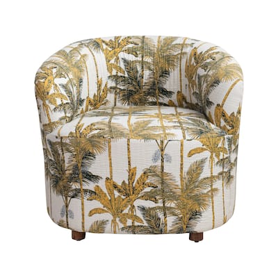 Cotton Voile Upholstered Printed Chair - 30.0"L x 30.0"W x 27.5"H