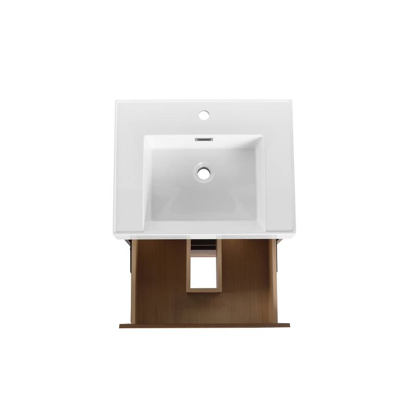 24 in. W x 18 in. D x 35 in. H Single Sink Freestanding Bath Vanity with White Resin Top