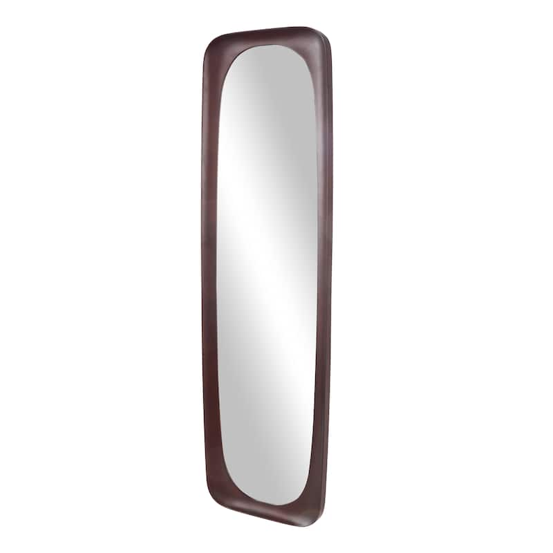 Wood Varnished Oval Wall Mirror - Dark Brown or Brown - Roche River Decor