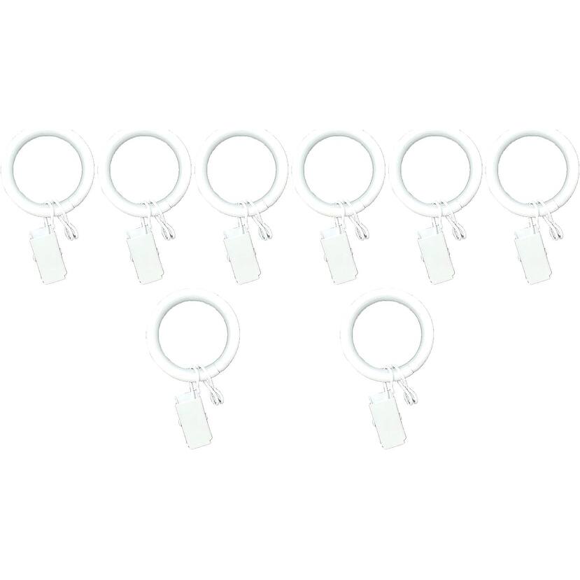 8PCS 1.25" Drapery Curtain Rod Rings for 1" Rod with Clips