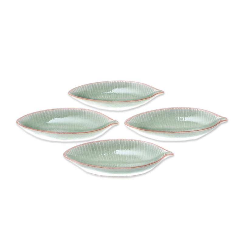 Novica Handmade Festive Banana Celadon Ceramic Appetizer Bowls (Set Of 4)