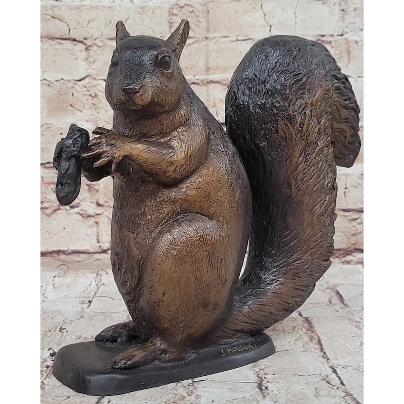 Bronze Metal Squirrel Sculpture Statue Figurine Indoor Outdoor Animal Decor By Moigniez