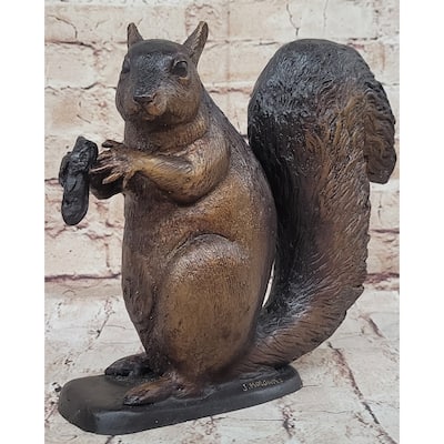 Bronze Metal Squirrel Sculpture Statue Figurine Indoor Outdoor Animal Decor By Moigniez