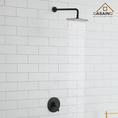 1-Spray Patterns with 1.8 GPM 10 in. Wall Mount Round Fixed Shower Head - 10 inch