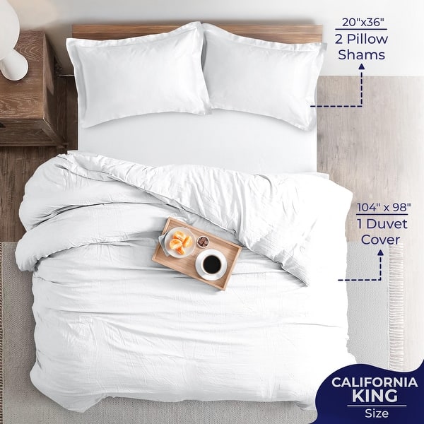 dimension image slide 12 of 20, 100% Cotton Sateen Weave Solid Duvet Cover Set - Includes 1 Duvet Cover & 2 Pillow Sham Set