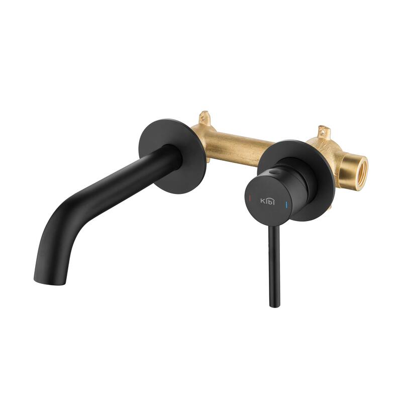 Circular Single Handle Wall Mounted Bathroom Sink Faucet - Matte Black