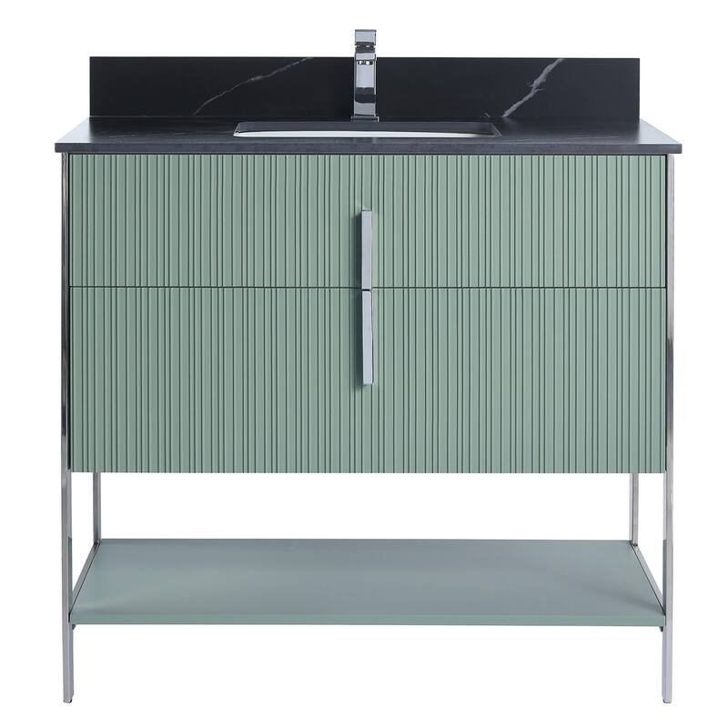 Fine Fixtures Serenity Modern Bathroom Vanity with Black Sintered Stone Top