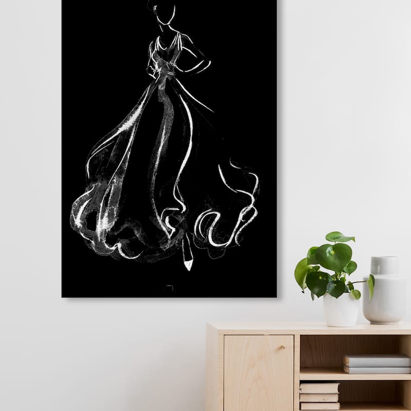 Wynwood Studio Canvas Fashion and Glam Elegant Dress Flow Black and Glam Wall Art Canvas Print - 20 x 30