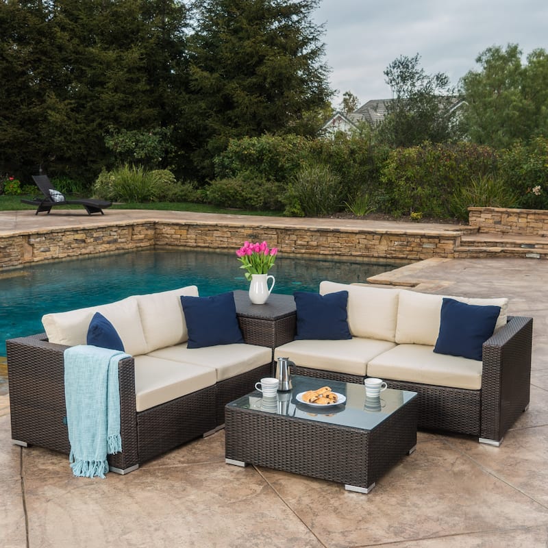Santa Rosa Outdoor 6-piece Wicker Sectional Sofa by Christopher Knight Home