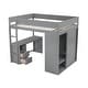 preview thumbnail 10 of 33, Modern Design Wood Loft Bed with Wardrobes and 2-Drawer Desk with Cabinet, Full Size, White