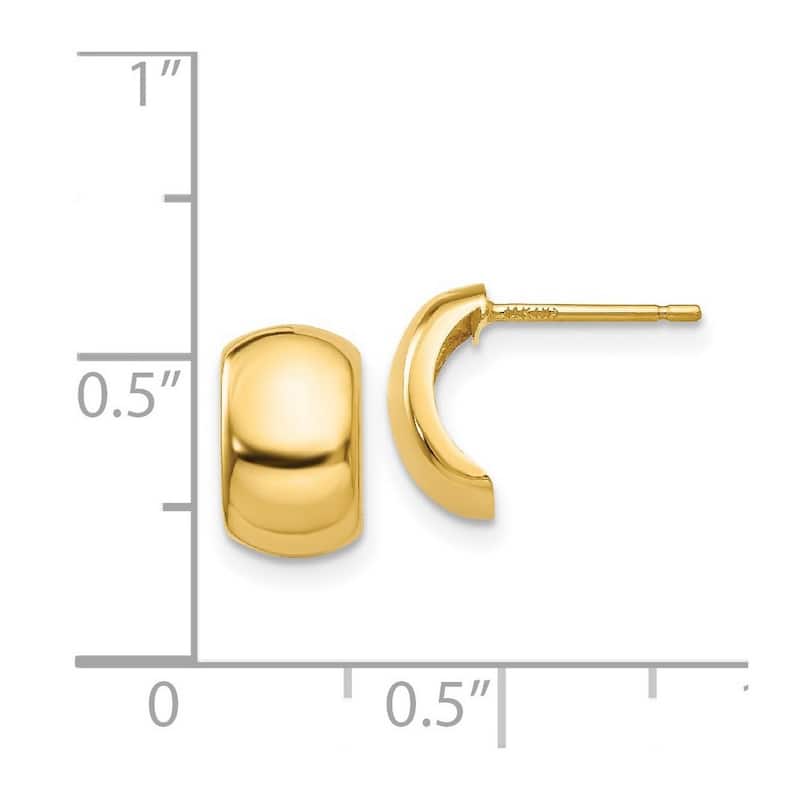 Curata 14k Yellow Gold 10x6mm Polished Wide Half Hoop Post Earrings