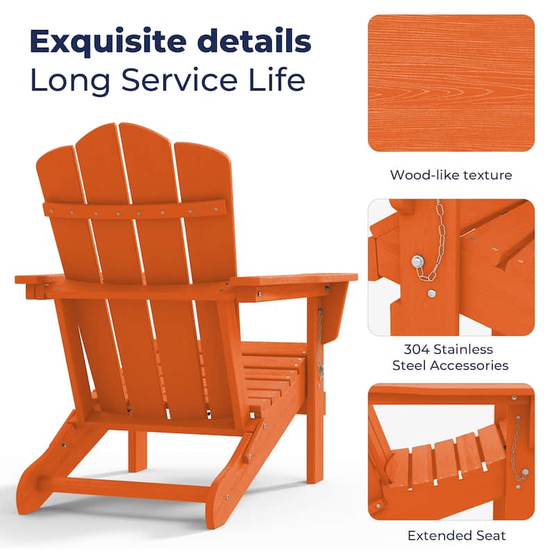 Outdoor HDPE Folding Classic Adirondack Chair All-Weather