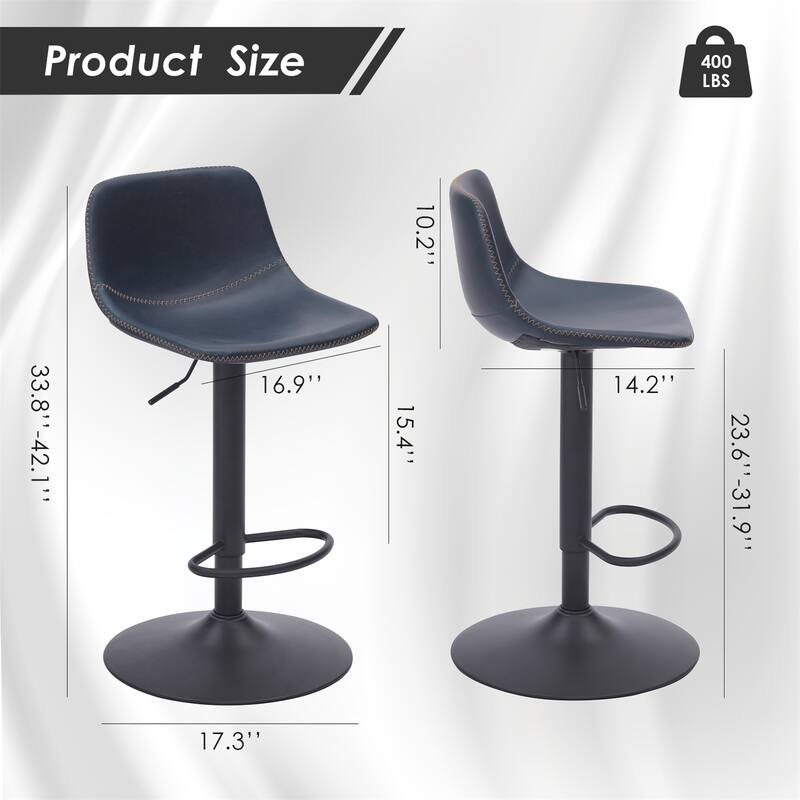 Modern PU Leather Swivel Bar Stools with Back Support (Set of 2)