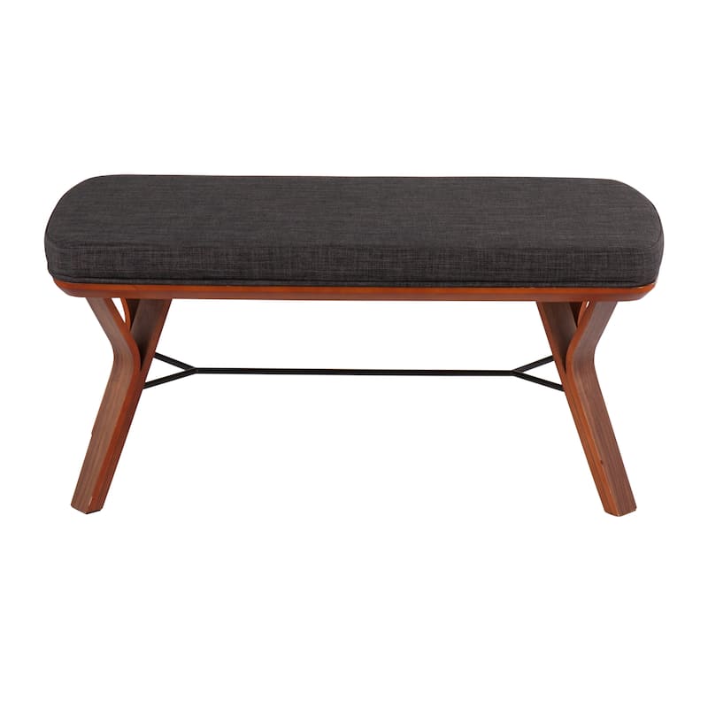 Carson Carrington Sala Upholstered Bench - Charcoal Fabric & Walnut Wood