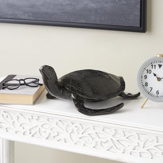 Black Aluminum Carved Sea Turtle Sculpture