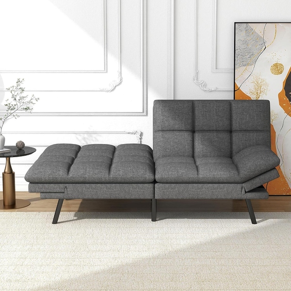 Modern Faux Leather Futon with Memory Foam and Adjustable Armrests. - On  Sale - Bed Bath & Beyond - 37174381