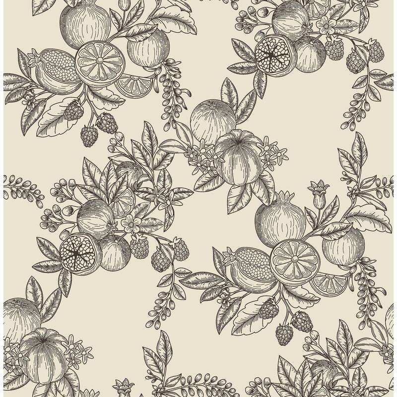 Chris Loves Julia x A-Street Prints Gerty Black Fruit Toile Wallpaper