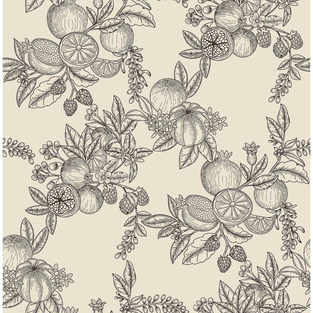 Chris Loves Julia x A-Street Prints Gerty Black Fruit Toile Wallpaper