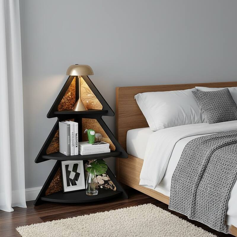 3-Tier Corner Shelf - Christmas Tree Shaped Accent Display Stand - 3 Tier