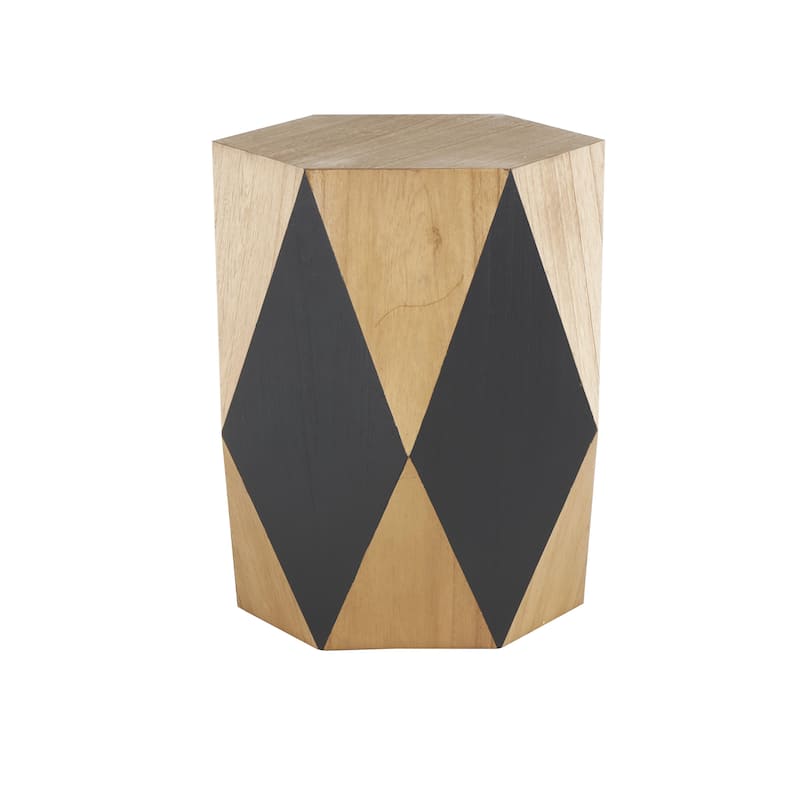 Wood Geometric Diamond Accent Table with Black Accents - Brown - Roche River Decor