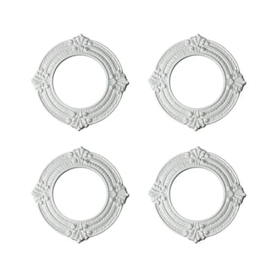 White Recessed Ceiling Medallion Polyurethane Foam Ornate Trim Water resistant ID 6" x OD 10" Pack of 4 Renovators Supply - N/A