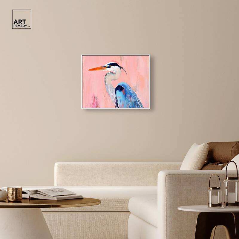 Rosy Dawn Heron Canvas by Art Remedy