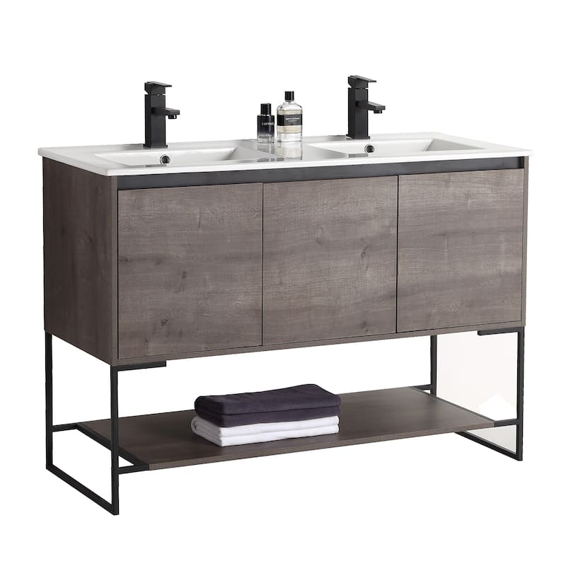 Fine Fixtures Urbania Collection Bathroom Vanity - 48" - Double Sink - Grey