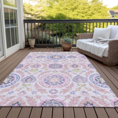 Machine Washable Indoor/ Outdoor Chantille Boho Suzani Rug
