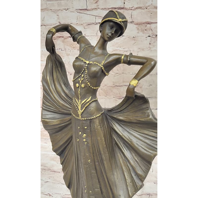 Demetre Chiparus Art Deco Bronze Sculpture Female Dancer Guilded Age Fashion