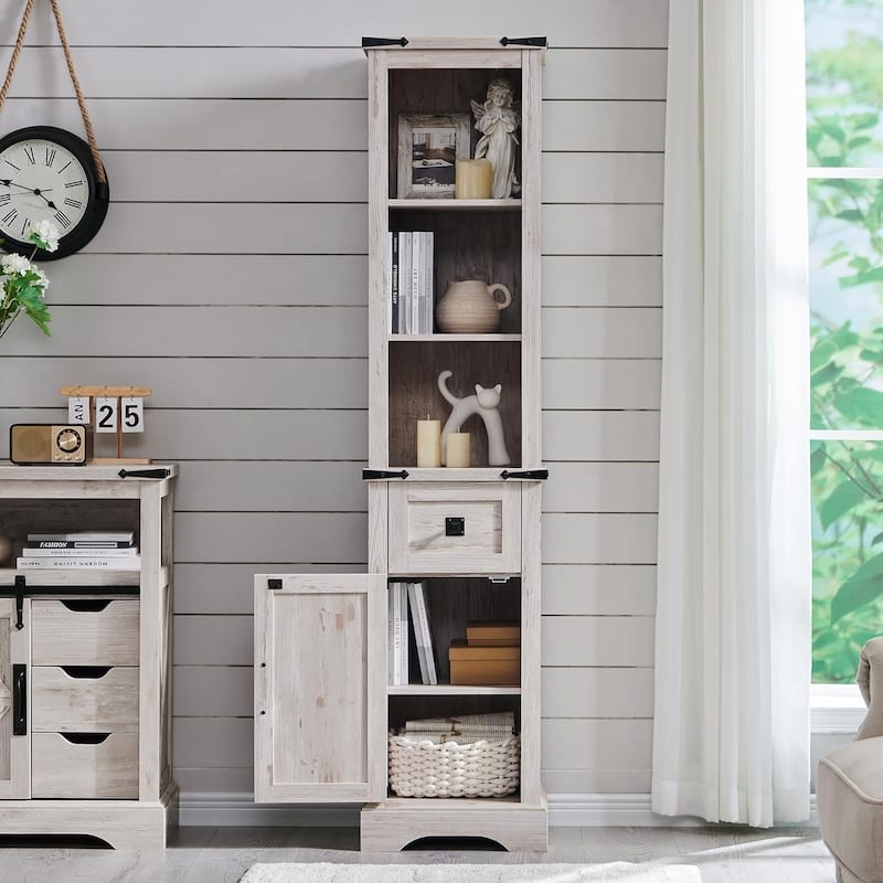 Farmhouse Slim Bathroom Storage Cabinet, 68" Tall Storage Cabinet