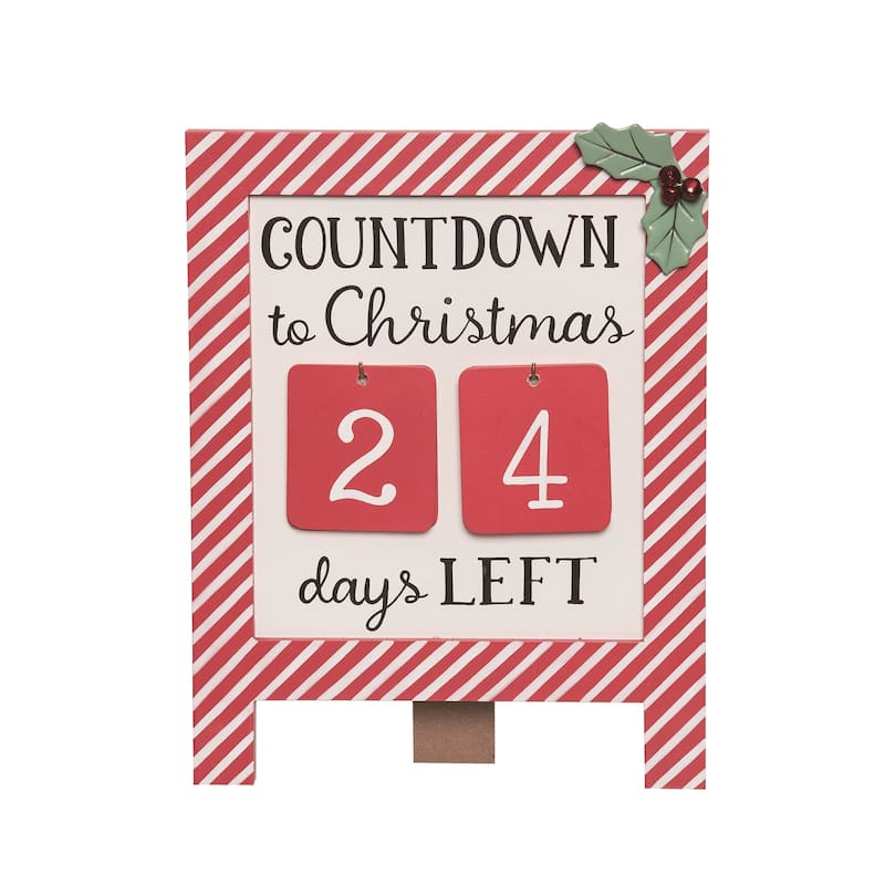 Transpac Wood 11.81 in. Multicolor Christmas Candy Stripe Countdown Calendar Set of 6 - Multi