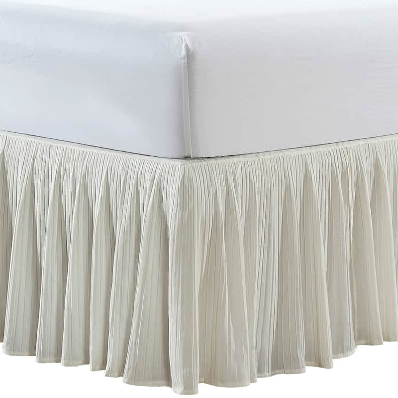 Serenta Pleated Bedskirt 18" Drop - 32 Color Options - Twin - ivory1