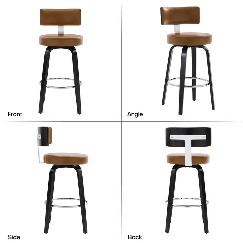 Upholstered Swivel Counter/ Bar Stools with T-Shaped Backrest