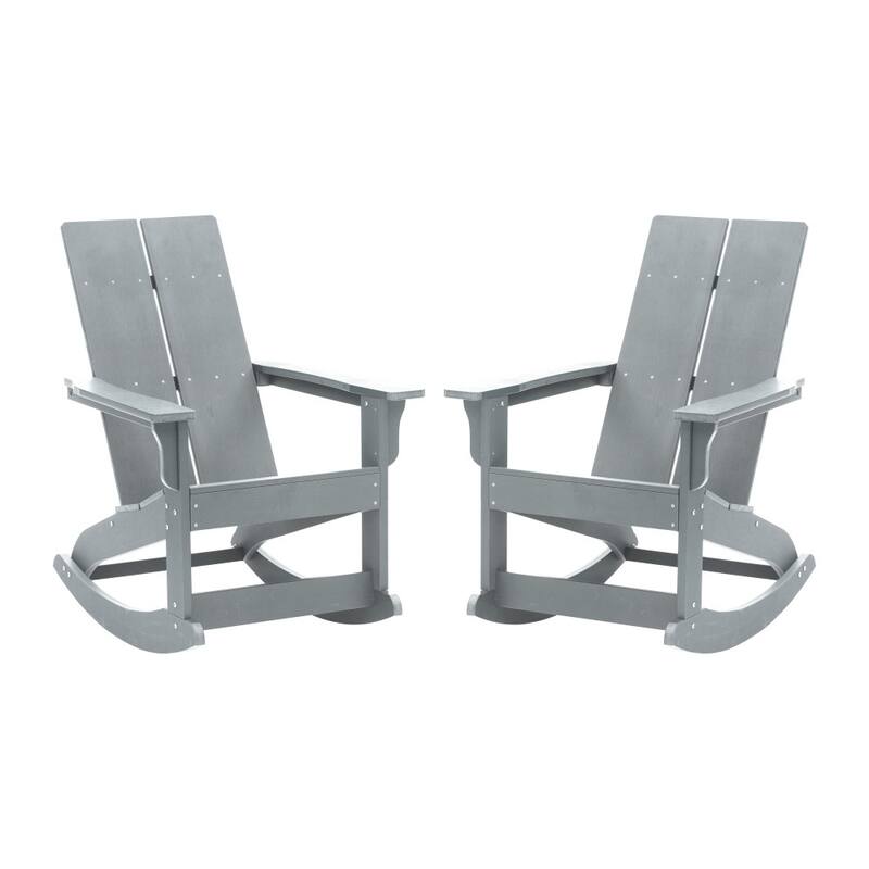 Indoor/Outdoor modern 2-Slat Adirondack Poly Resin Rockers - Set of 2
