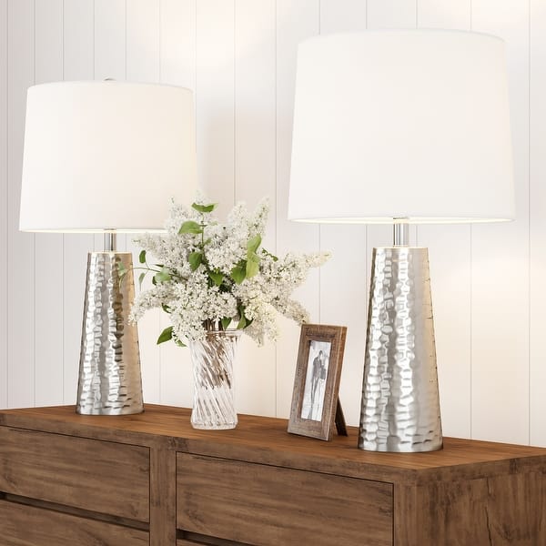 slide 2 of 6, Lavish Home 2-Piece Table Lamp Set, Silver - Set of 2