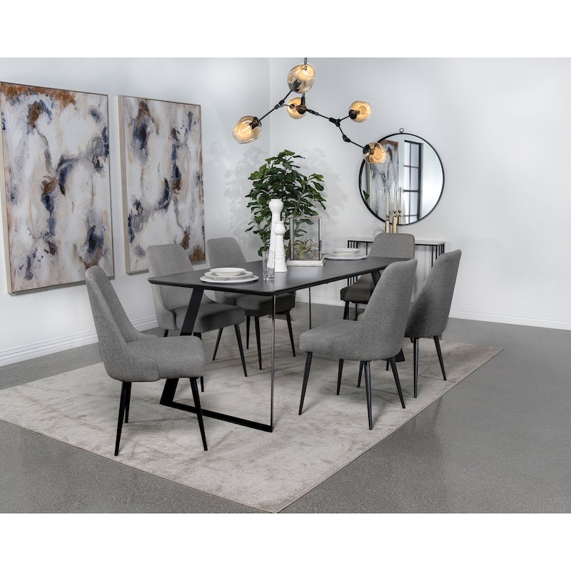 Smith Rectangular Ceramic Top Dining Table Set Black