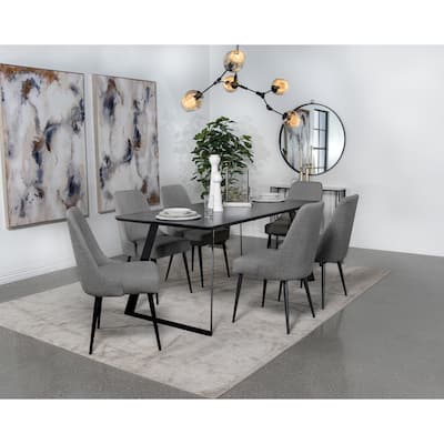 Smith Rectangular Ceramic Top Dining Table Set Black